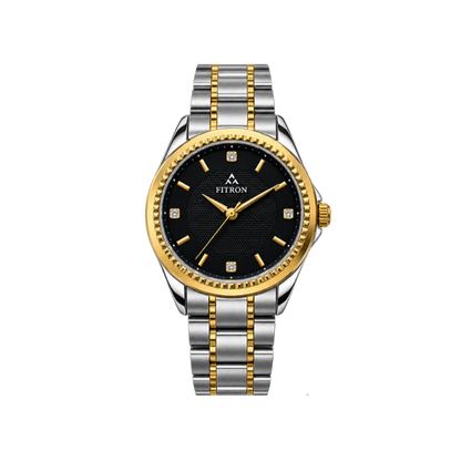FITRON Luxury Two-Tone Black Dial Watch-NO 6081L
