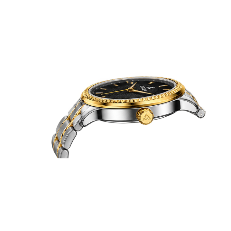 FITRON Luxury Two-Tone Black Dial Watch-NO 6081L