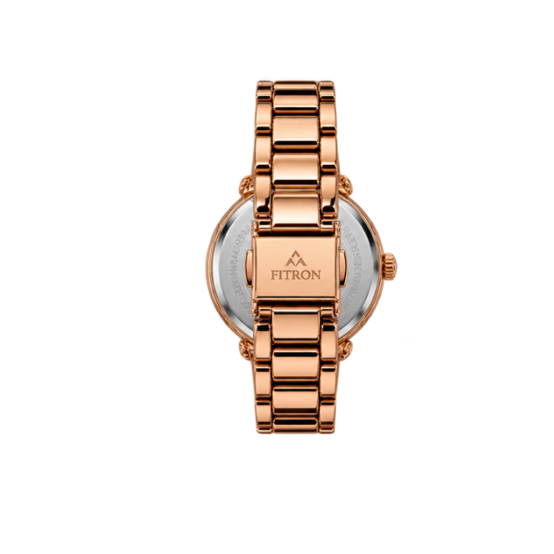 FITRON Women’s Luxury Crystal Watch – Rose Gold Stainless Steel -N6100L