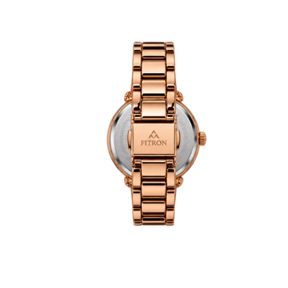 FITRON Women’s Luxury Crystal Watch – Rose Gold Stainless Steel -N6100L