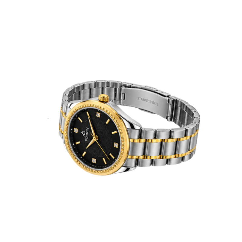 FITRON Luxury Two-Tone Black Dial Watch-NO 6081L
