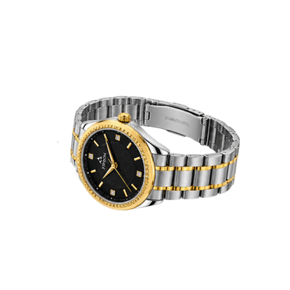FITRON Luxury Two-Tone Black Dial Watch-NO 6081L